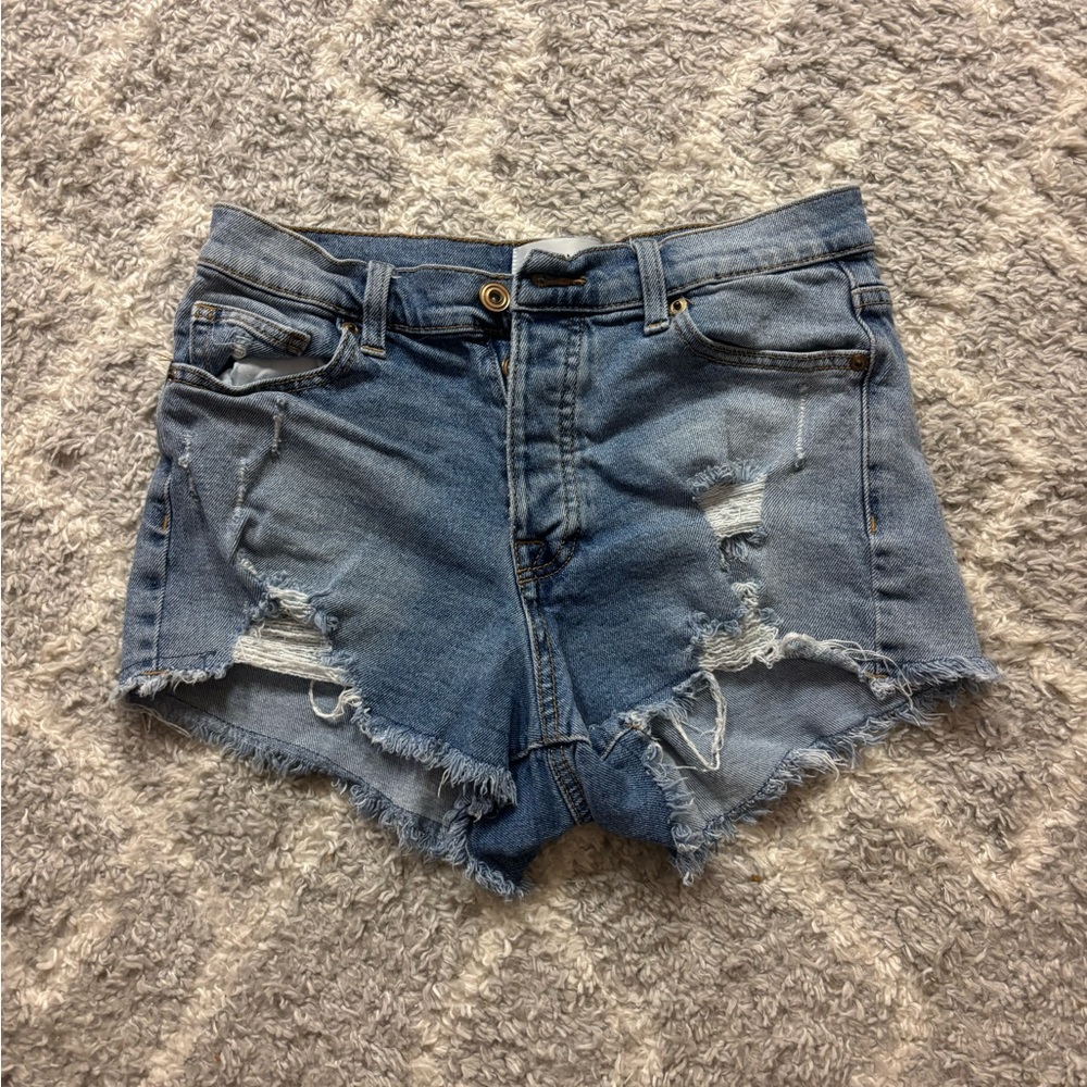 Fashion Nova Blue Distressed Jean Shorts
